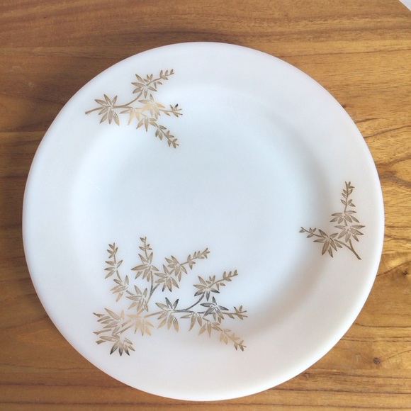 Vintage Federal Glass Golden Bamboo Dinner Plates - Set of 2 - Picture 2 of 7